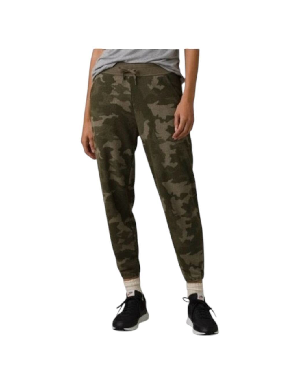 PrAna Cozy Up Camo Hemp Blend Cropped Joggers Sweatpants Sage Camo Women’s Small
